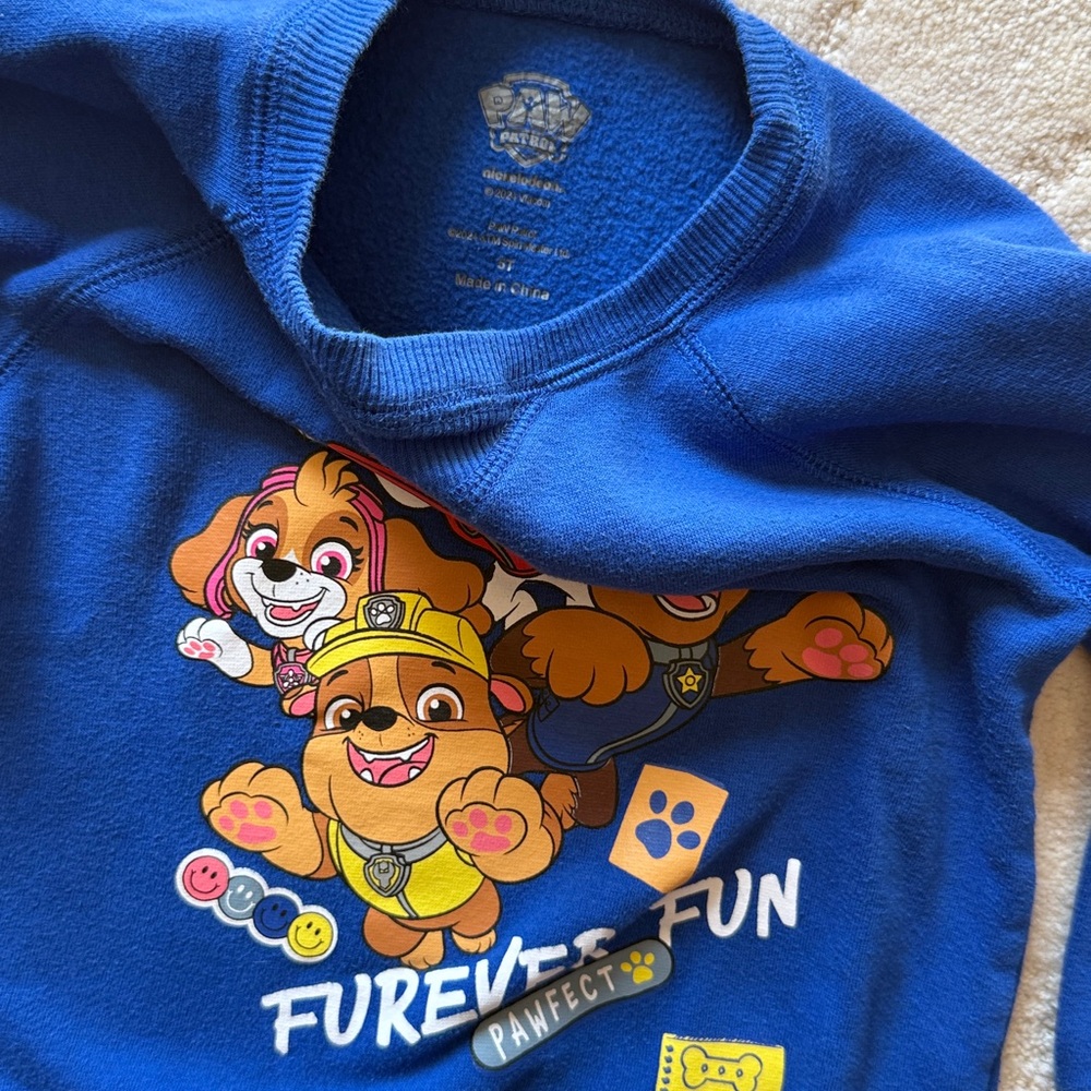 5T Paw Patrol Sweatshirt with Cartoon Characters - Picture 2 of 3